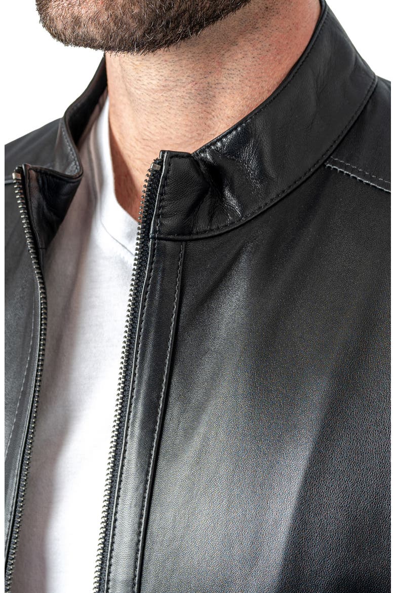 Smooth Black Leather Jacket, Alternate, color, BLACK