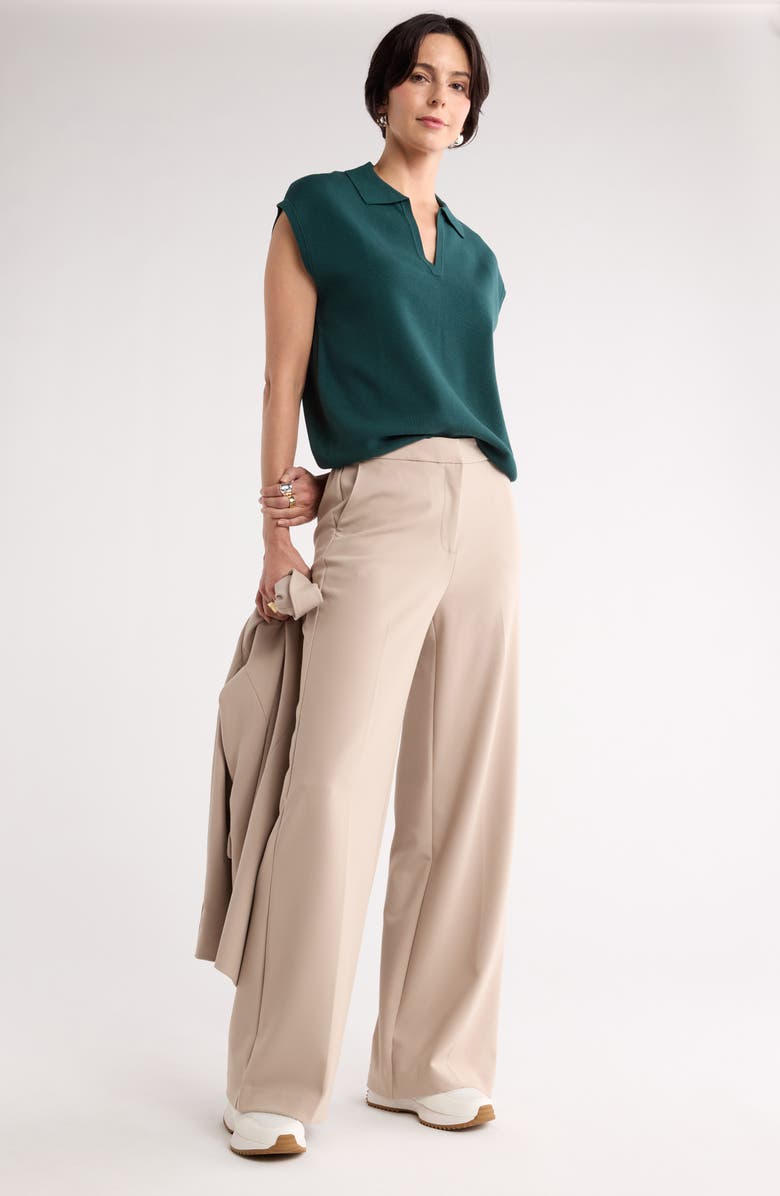 NORDSTROM RACK Sleeveless Popover Polo Sweater, Alternate, color, Green Ponderosa