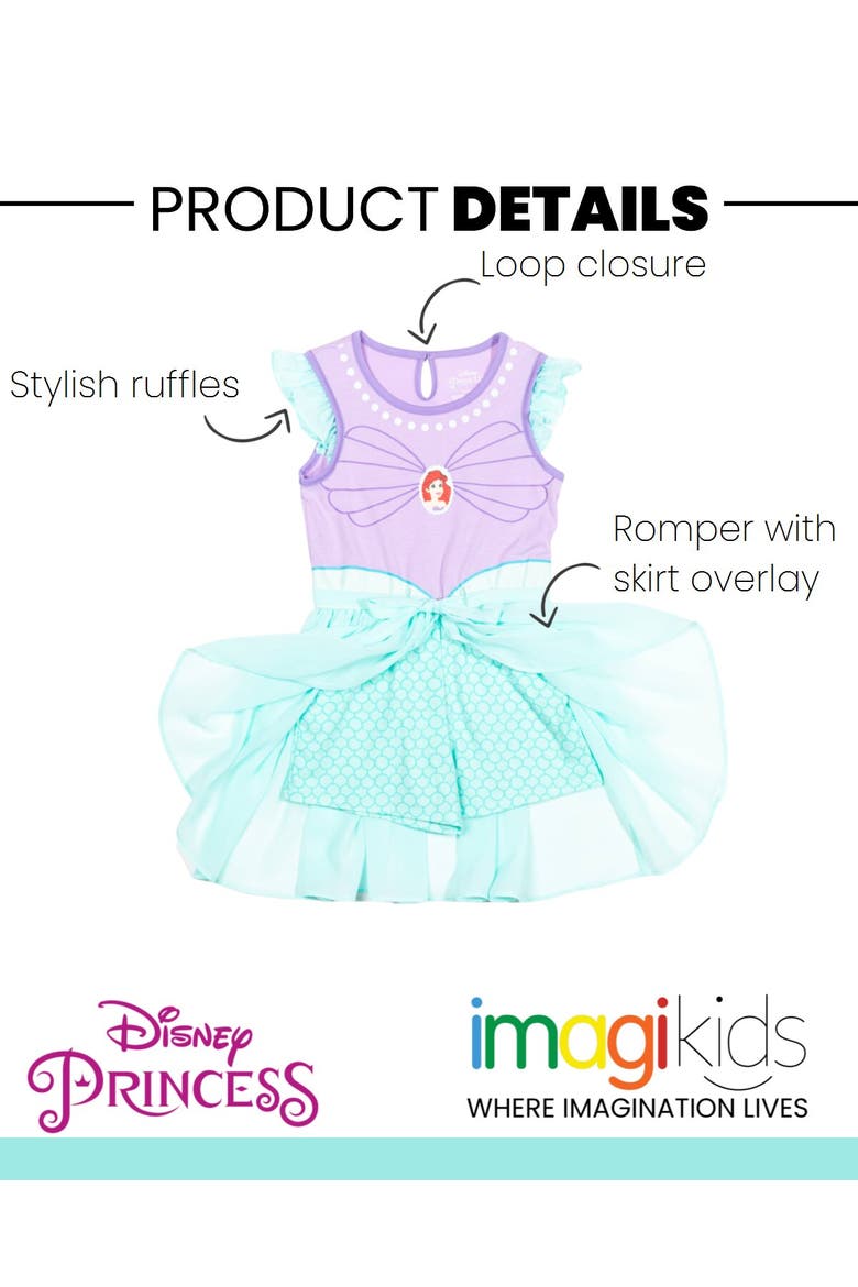 Princess Cosplay Skirt Overlay Romper, Alternate, color, Ariel Purple Aqua
