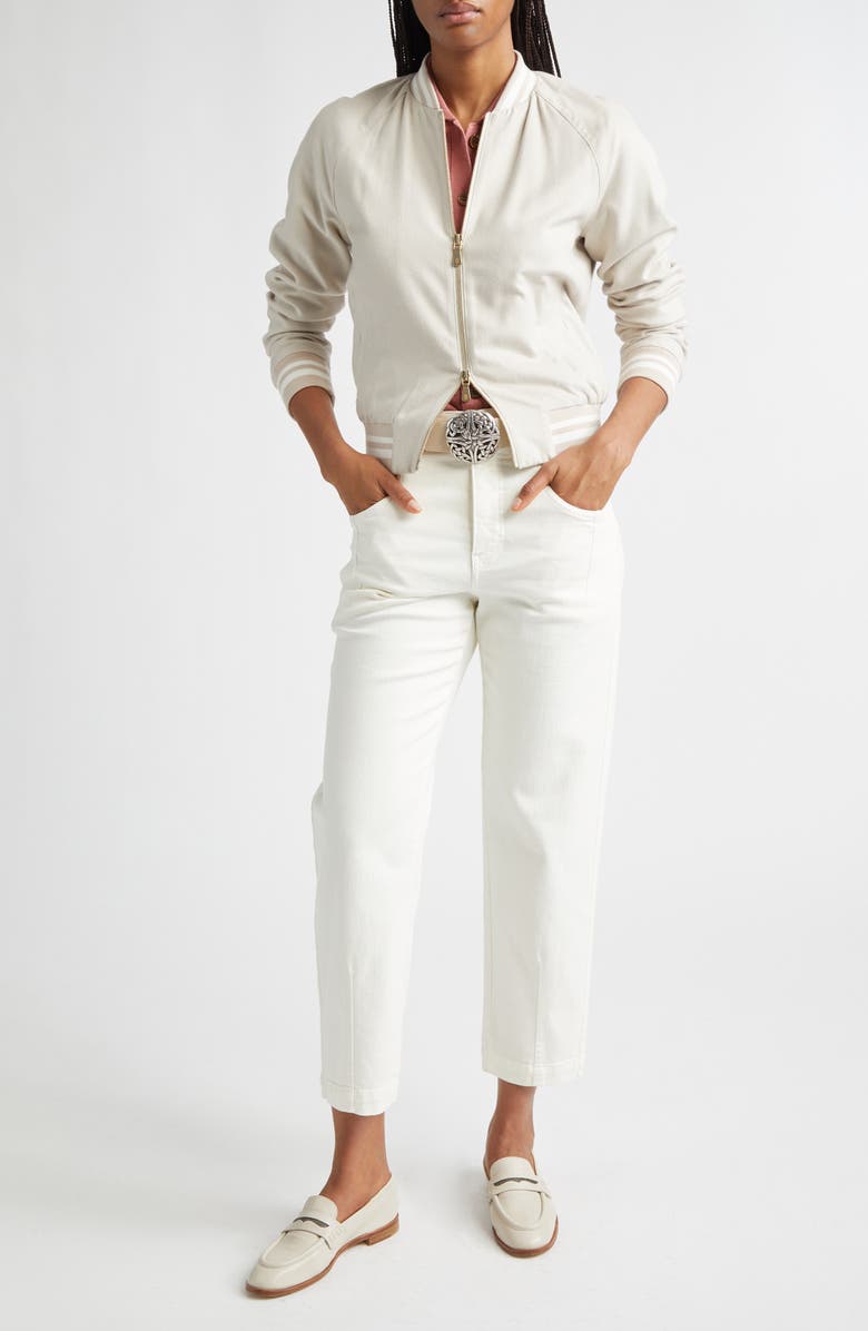 Eleventy Columbio Silk & Cashmere Bomber Jacket, Alternate, color, 121 Beige