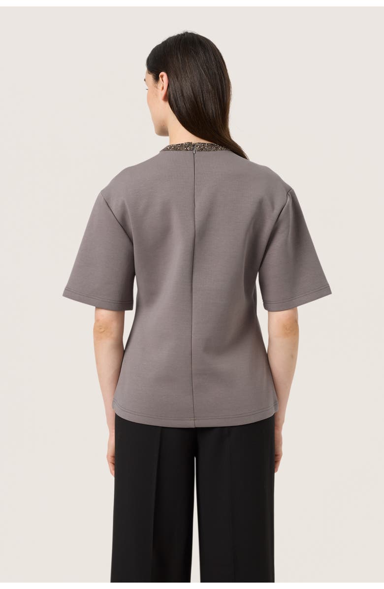 Soaked in Luxury SLMagana Glitter Short Sleeves Blouse, Alternate, color, Dark Gull Gray