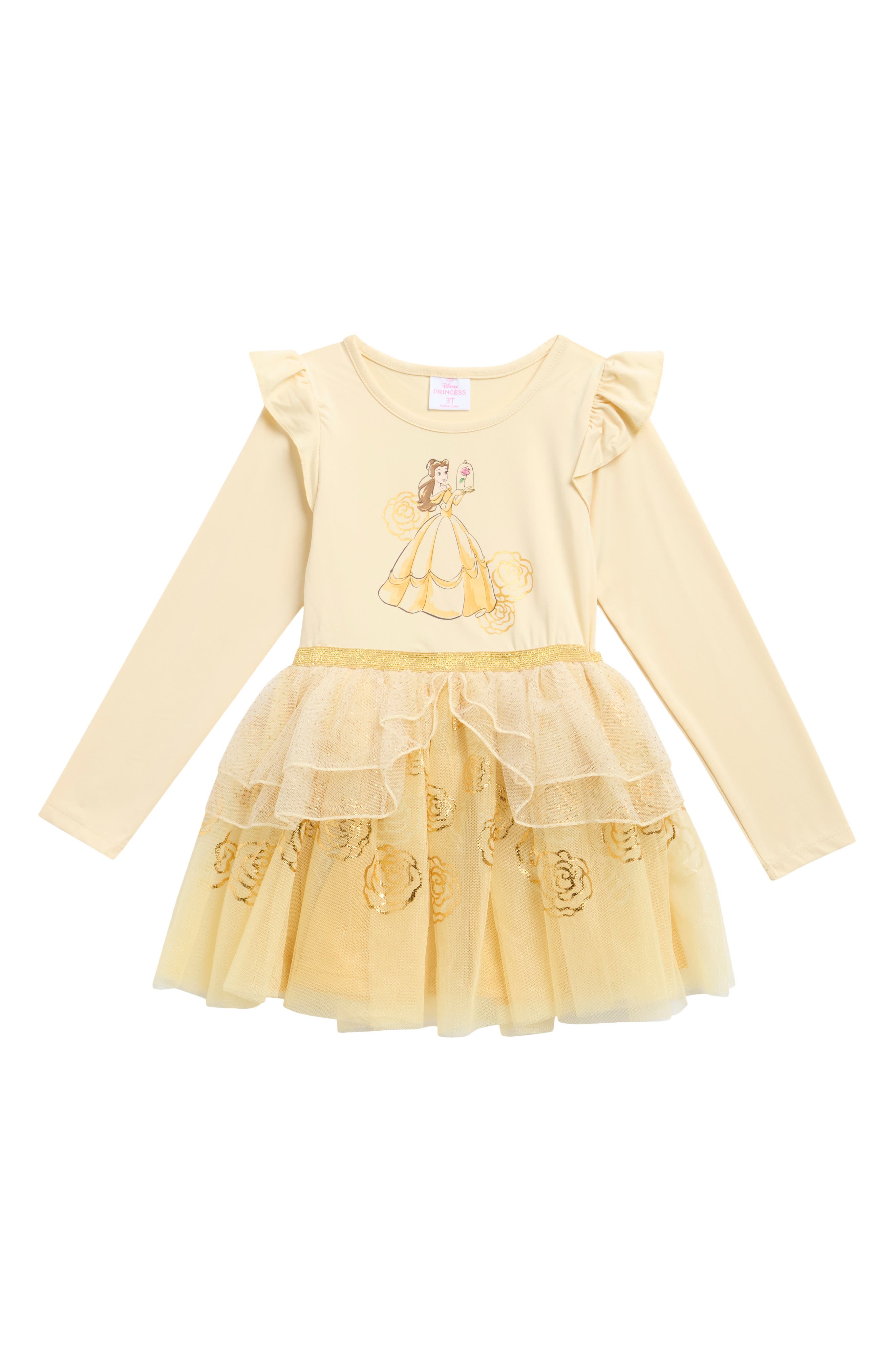 Happy Threads Kids' Belle Ruffle Long Sleeve Tutu Party Dress