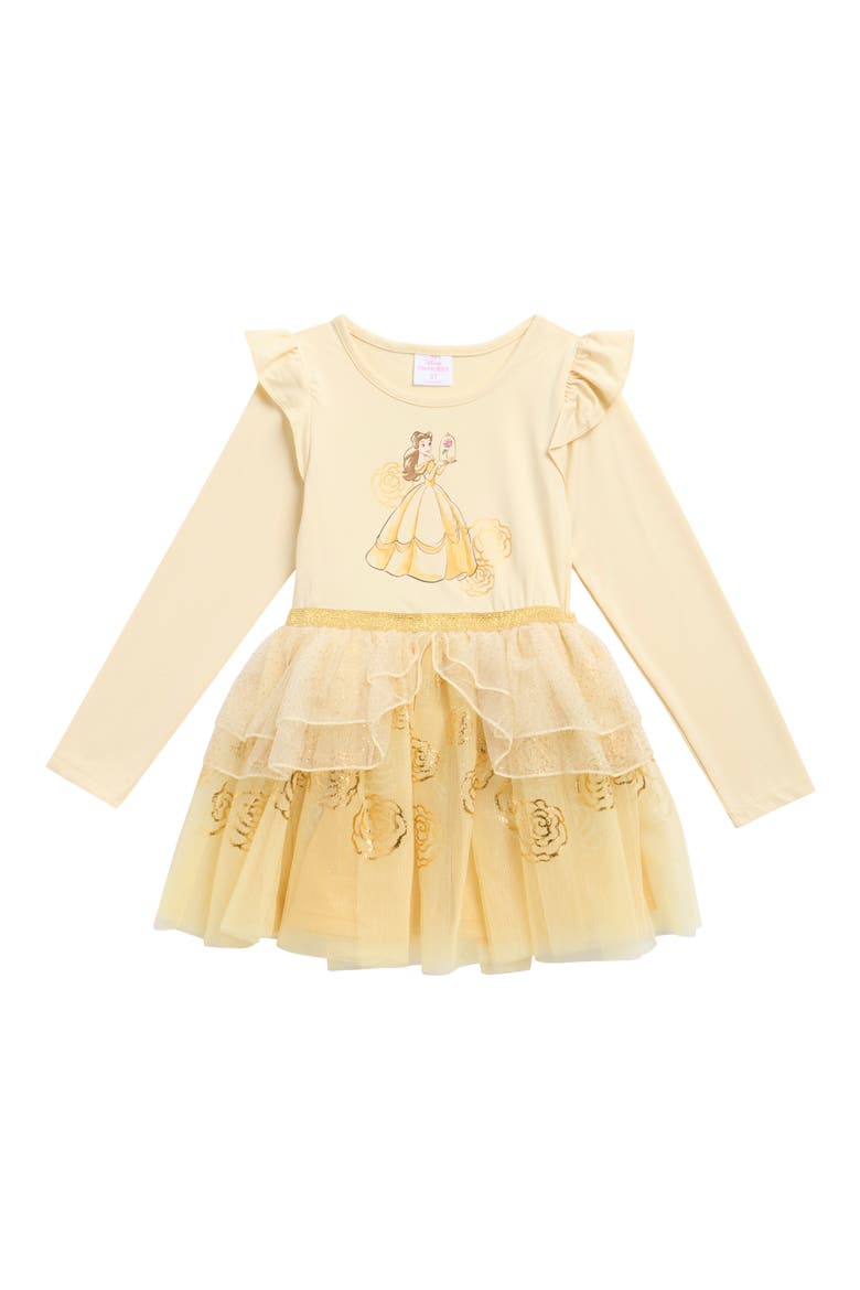 Kids' Belle Ruffle Long Sleeve Tutu Party Dress, Main, color, YELLOW