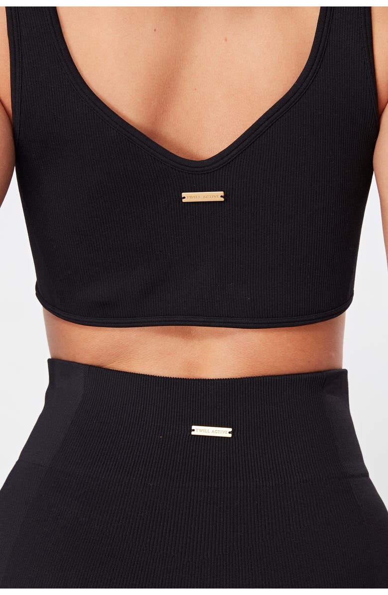 Twill Active Recycled Seamless Rib Dip Hem Sports Bra, Alternate, color,