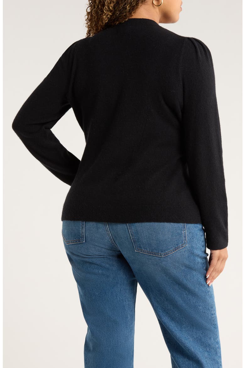 Pointelle Detail Crewneck Sweater, Alternate, color, BLACK