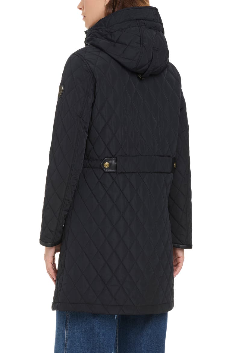 Diamond Quilted Hooded Coat, Alternate, color, BLACK