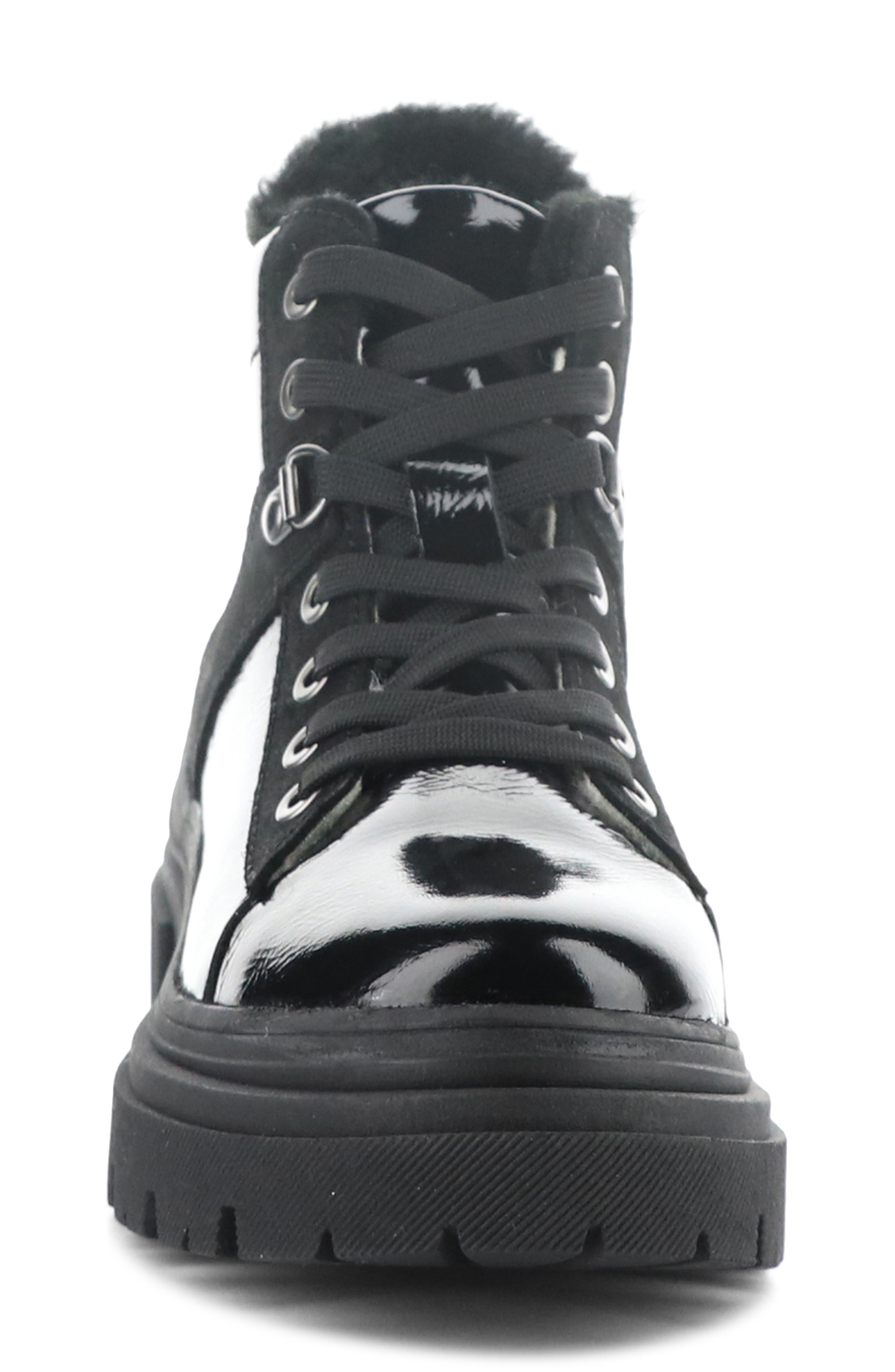 Bos. & Co. River Waterproof Platform Ankle Boot, Alternate, color, Black Patent/ Murta Faux Fur