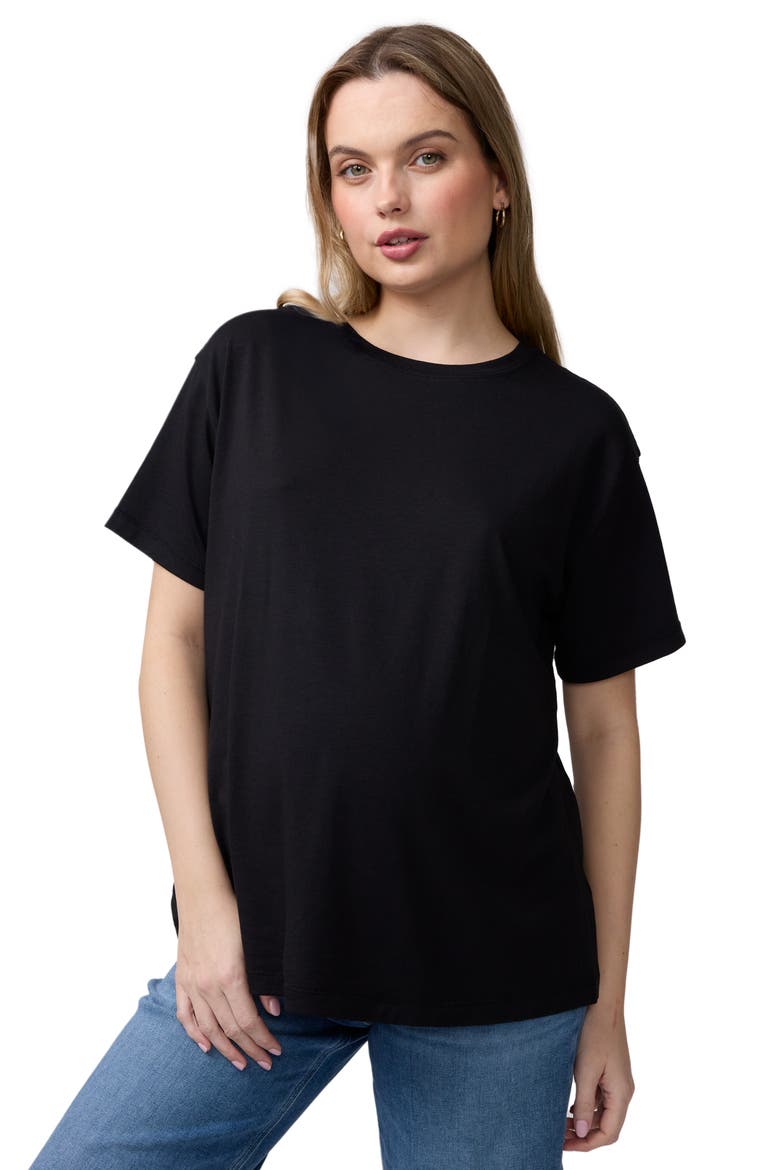 Relaxed Crew Neck Cotton Maternity Tank, Alternate, color, Black