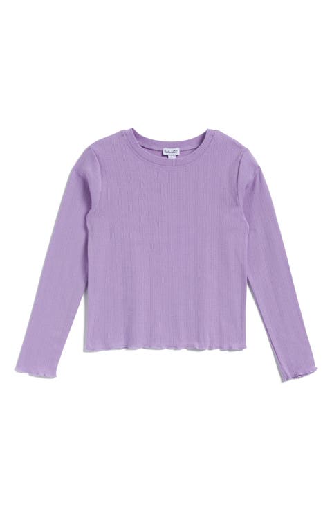 Kids' Pointelle Rib Long Sleeve Top