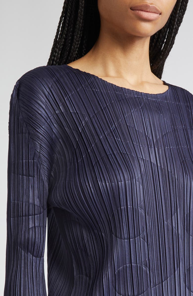 Pleats Please Issey Miyake Tune Pleated Longline Top, Alternate, color, Navy
