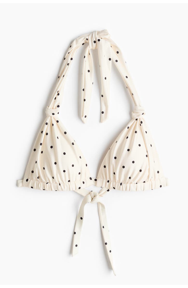 H&M Push-up triangle bikini top, Alternate, color, Cream/Polka Dot