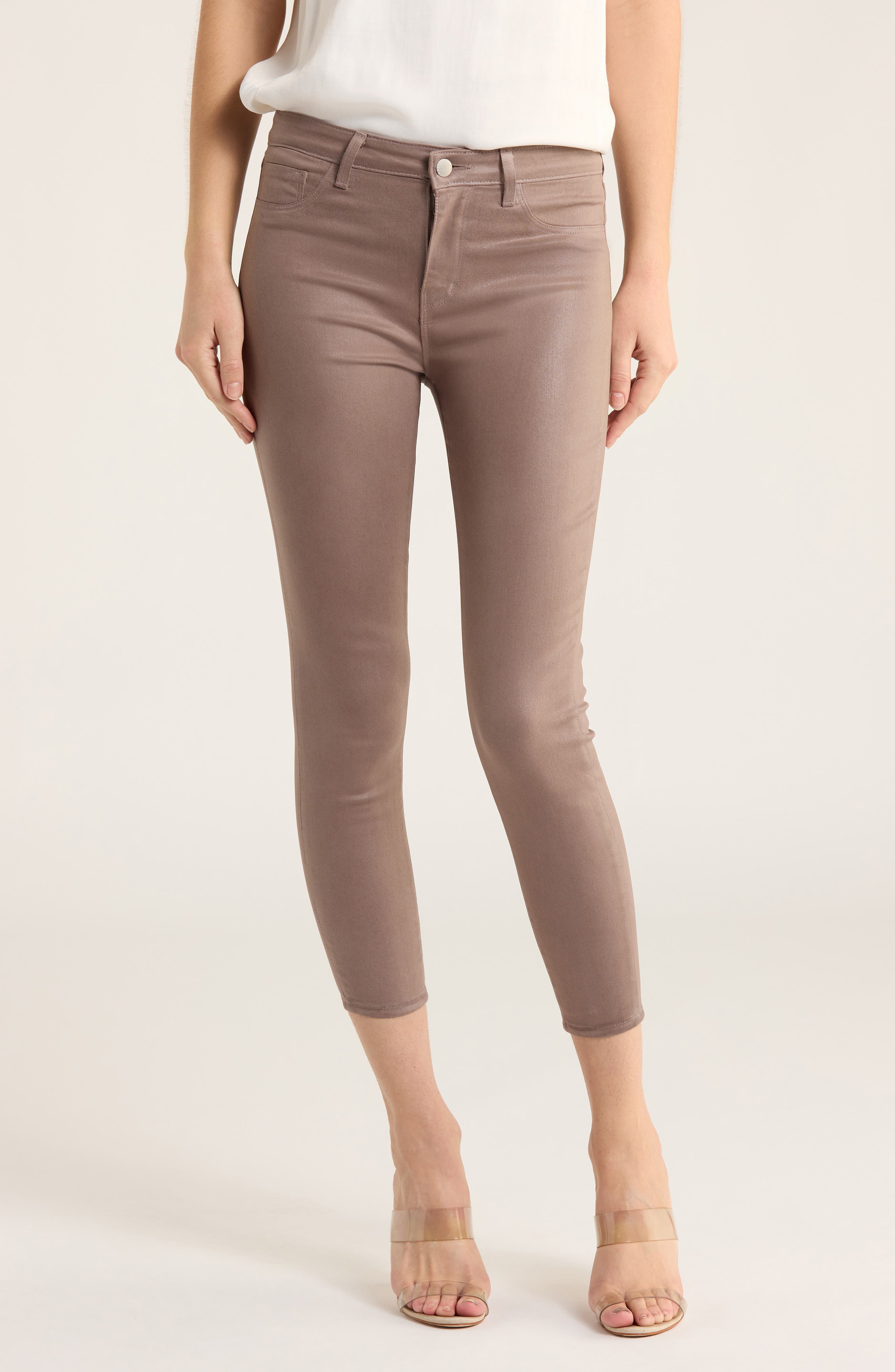 L'AGENCE Margot Coated Crop High Waist Skinny Jeans