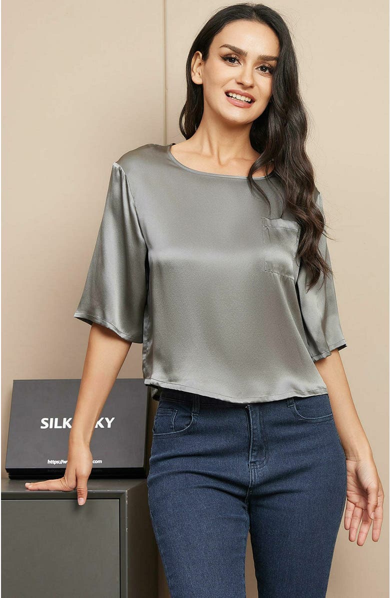 SILKSILKY Pure Silk Casual Half Sleeve Women's Blouse T-Shirt, Alternate, color, 
