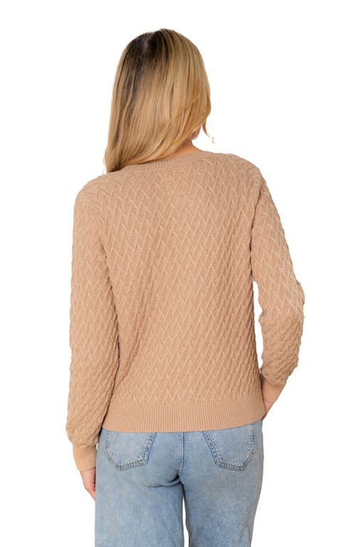 Hope & Henry Organic Herringbone Stitch Cardigan Sweater In Brown