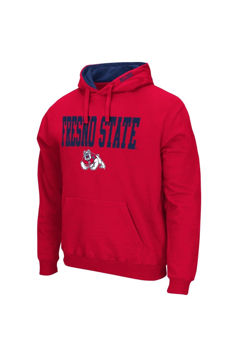 Men's Colosseum Red Fresno State Bulldogs Arch and Logo Pullover Hoodie, Alternate, color, Red