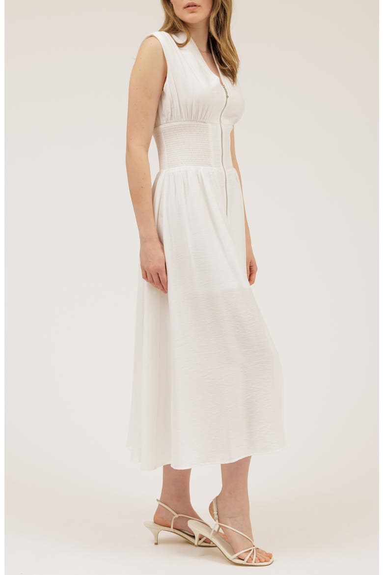 Front Zip Midi Dress, Alternate, color, WHITE
