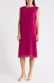 Eileen Fisher Bateau Neck Silk Dress
