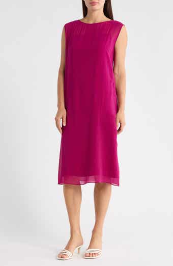 Eileen Fisher Bateau Neck Silk Dress