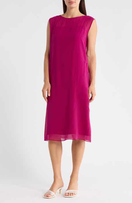 Eileen Fisher Bateau Neck Silk Dress
