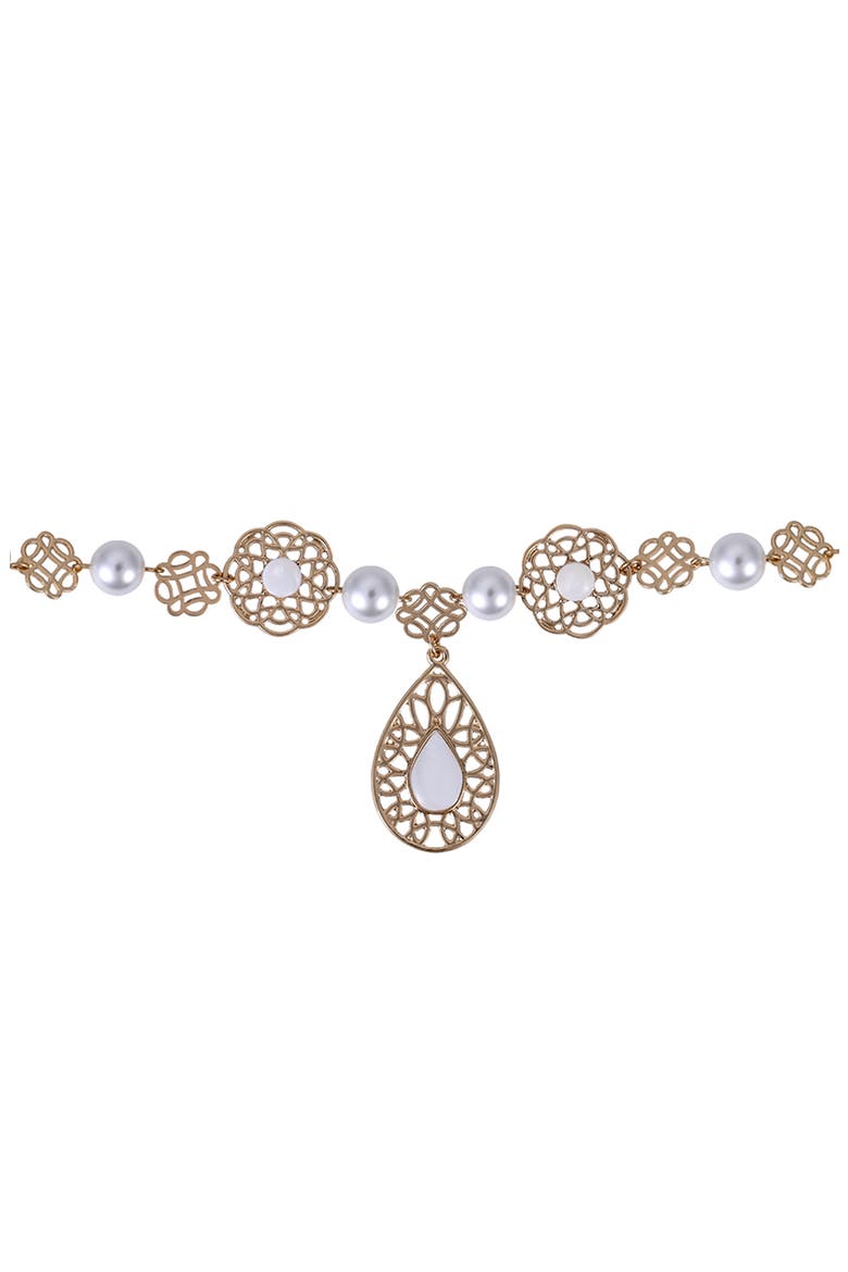 Filigree Teardrop Pendant Frontal Necklace, Main, color, GOLD