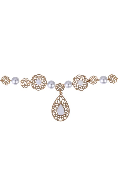 Filigree Teardrop Pendant Frontal Necklace