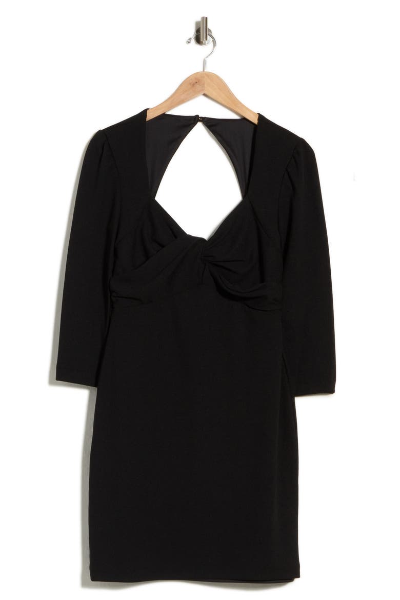 Knot Front Cutout Back Sheath Dress, Main, color, BLACK