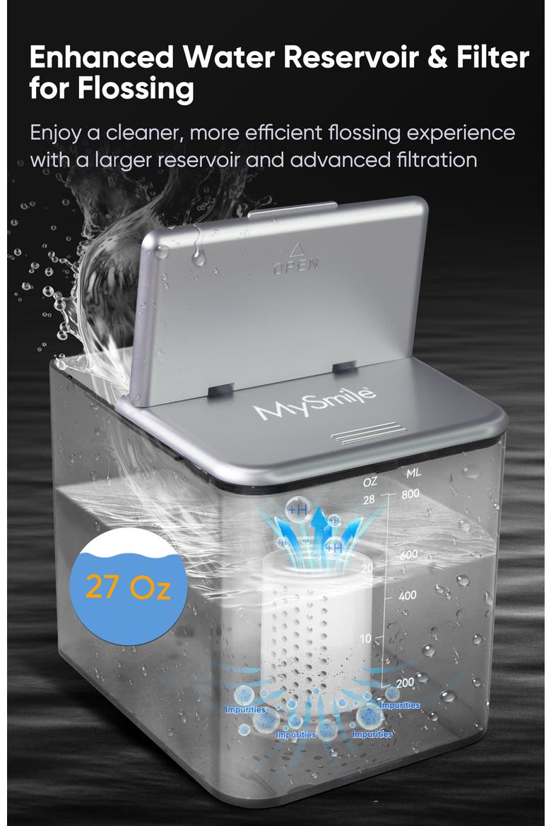 LP233 Pro UVC Sterilizable Countertop Water flossers for Teeth 800ML with a Water Filter 3 Modes and 6 Jet Tips, Alternate, color, Lightening Silver