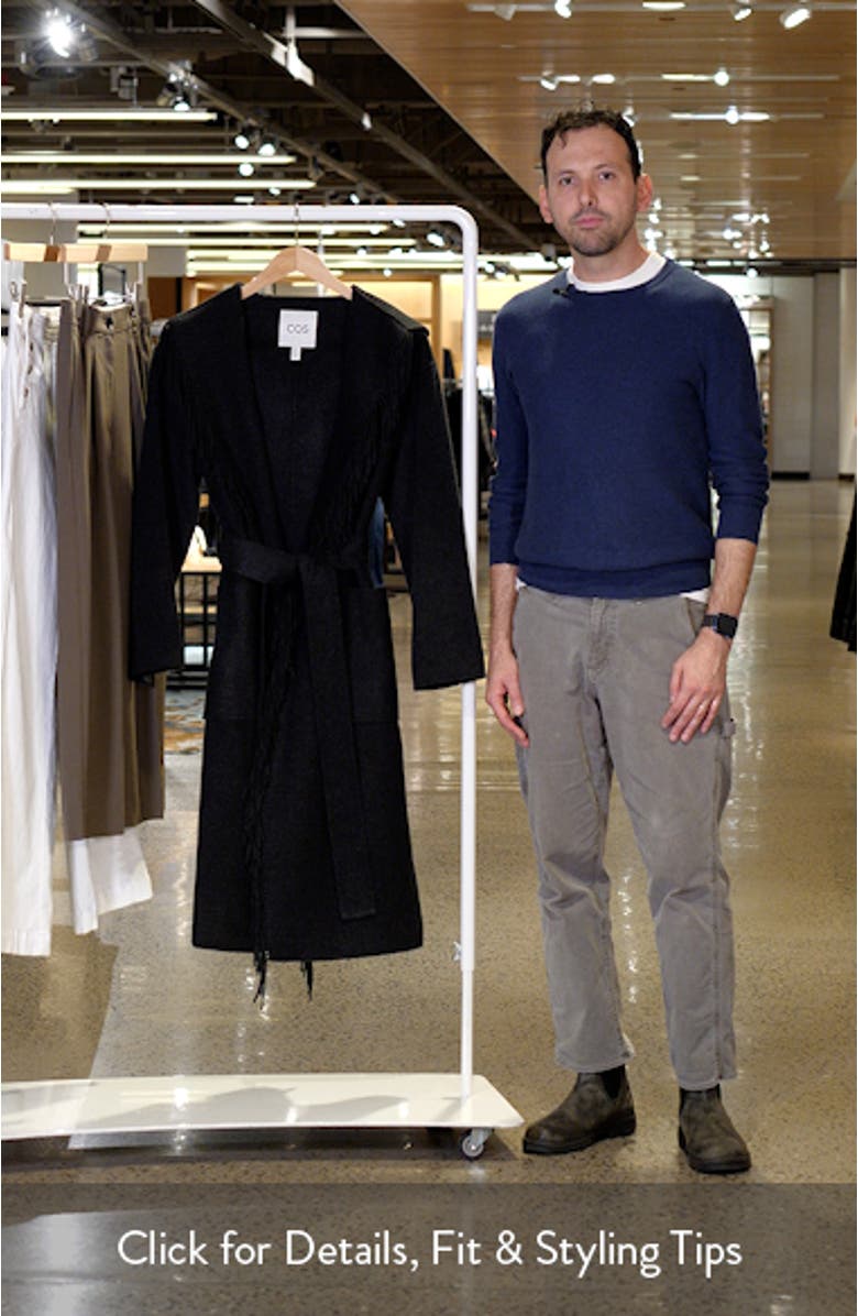 Fringe Detail Double Face Wool Blend Wrap Coat, sales video thumbnail