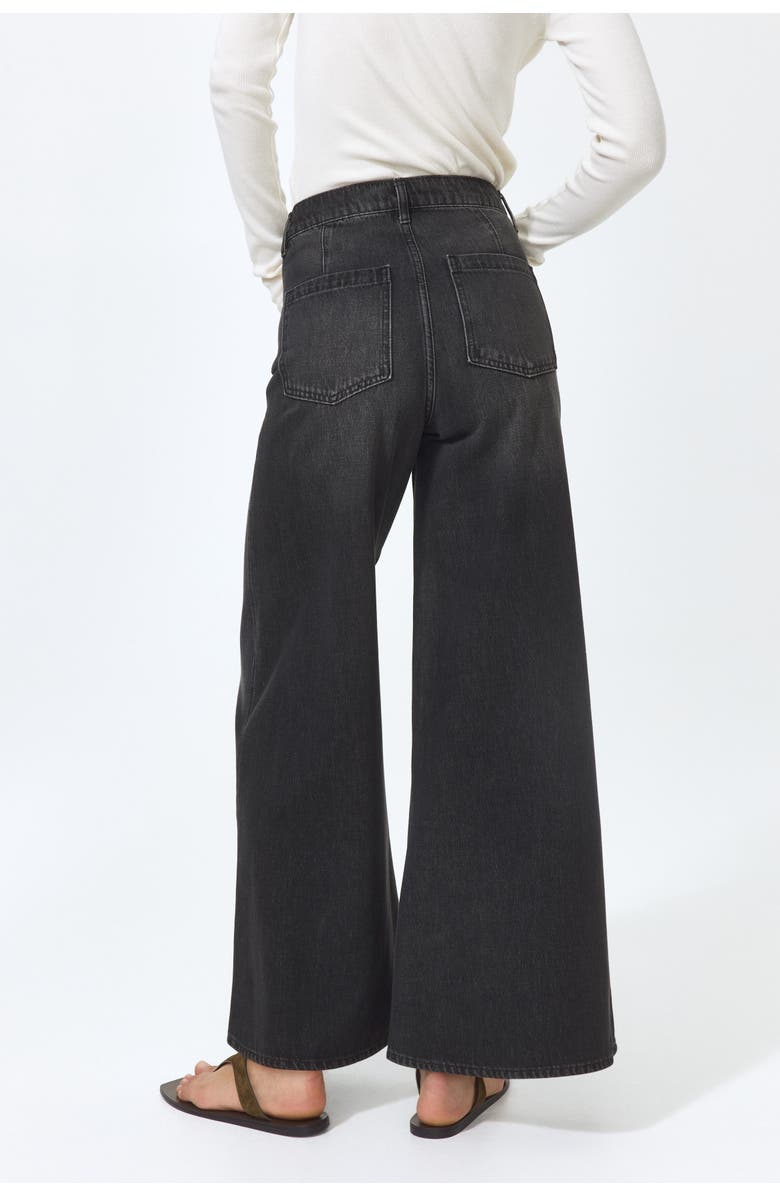 H&M Super wide high waist jeans, Alternate, color, Washed Black
