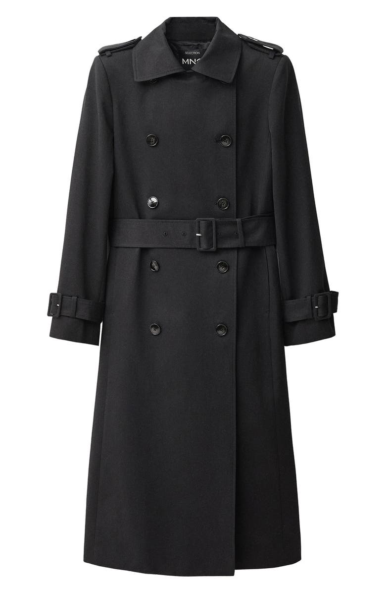 MANGO Belted Double Breasted Trench Coat, Main, color,