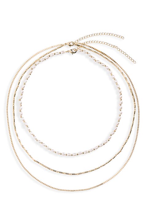 Demi Fine Faux Pearl Layered Chain Necklace