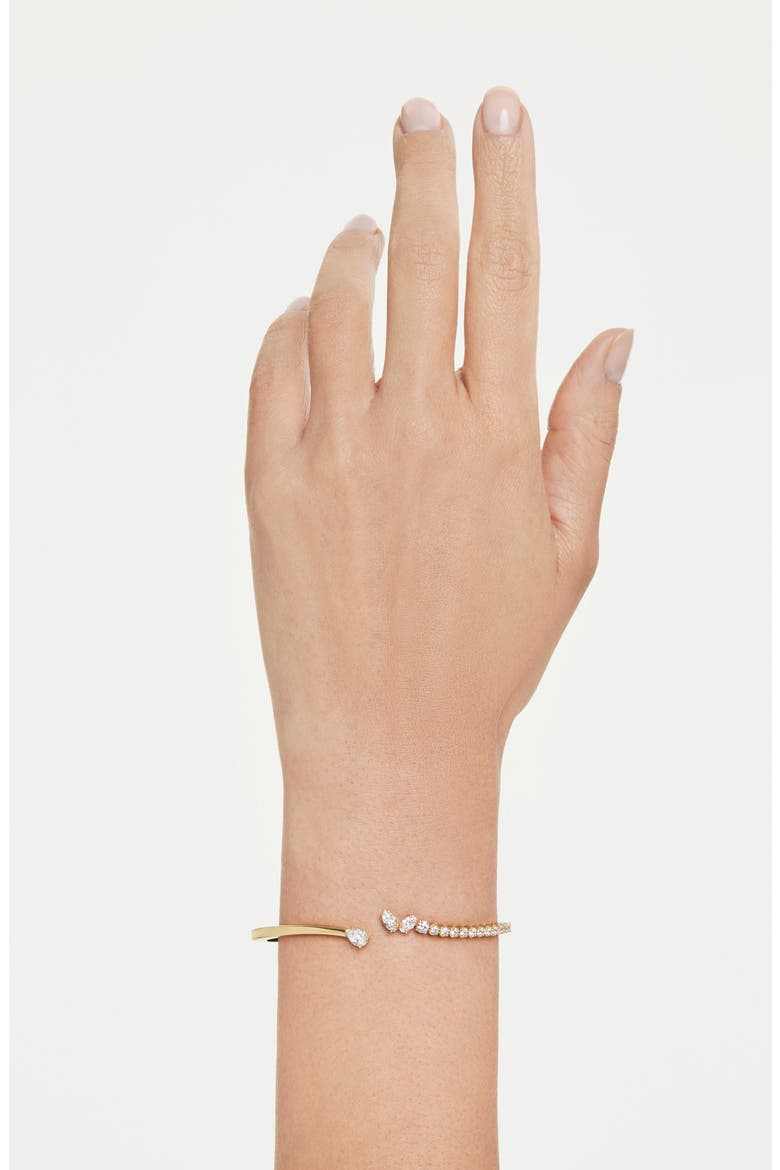 Mesmera Mixed-Cut Crystal Open Bangle Bracelet, Alternate, color, WHITE/ GOS
