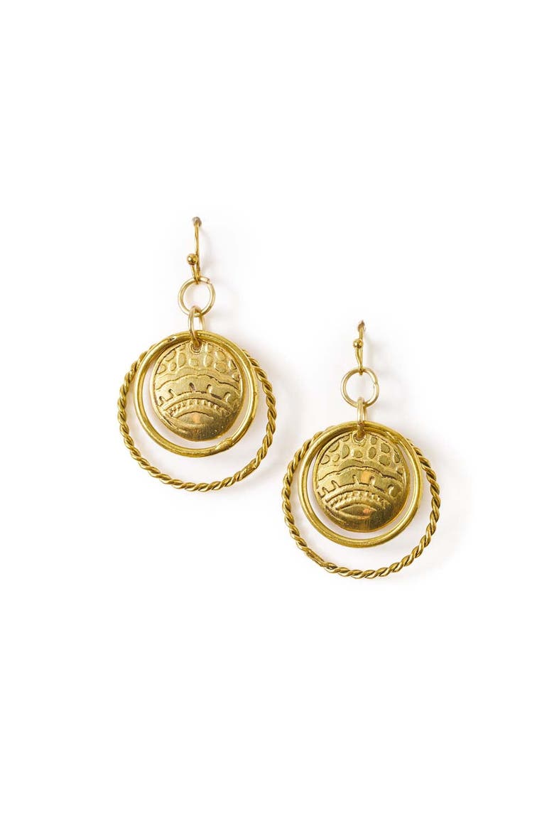 Yashi Embossed Ring Dangle Earring, Main, color, Gold
