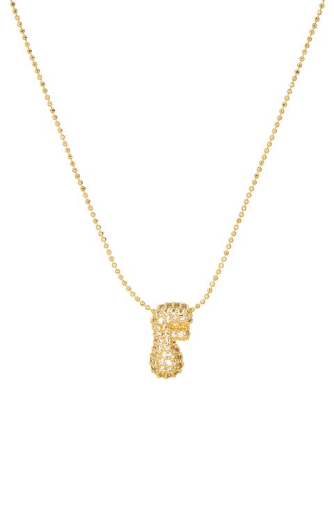 Pavé Bubble Initial Pendant Necklace
