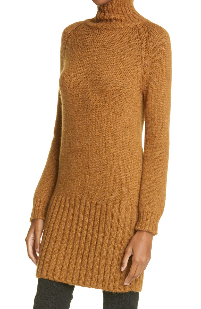 Saint Laurent Turtleneck Long Sleeve Alpaca Blend Sweater Dress, Alternate, color,