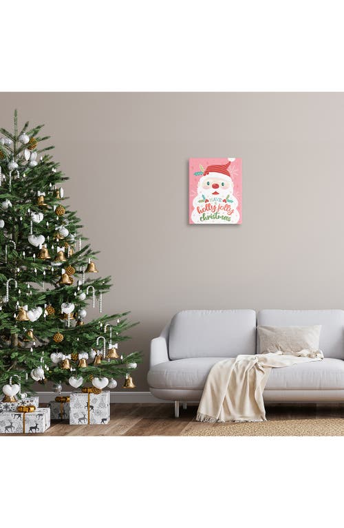 Stupell Industries Holly Jolly Santa Canvas Wall Art In Pink