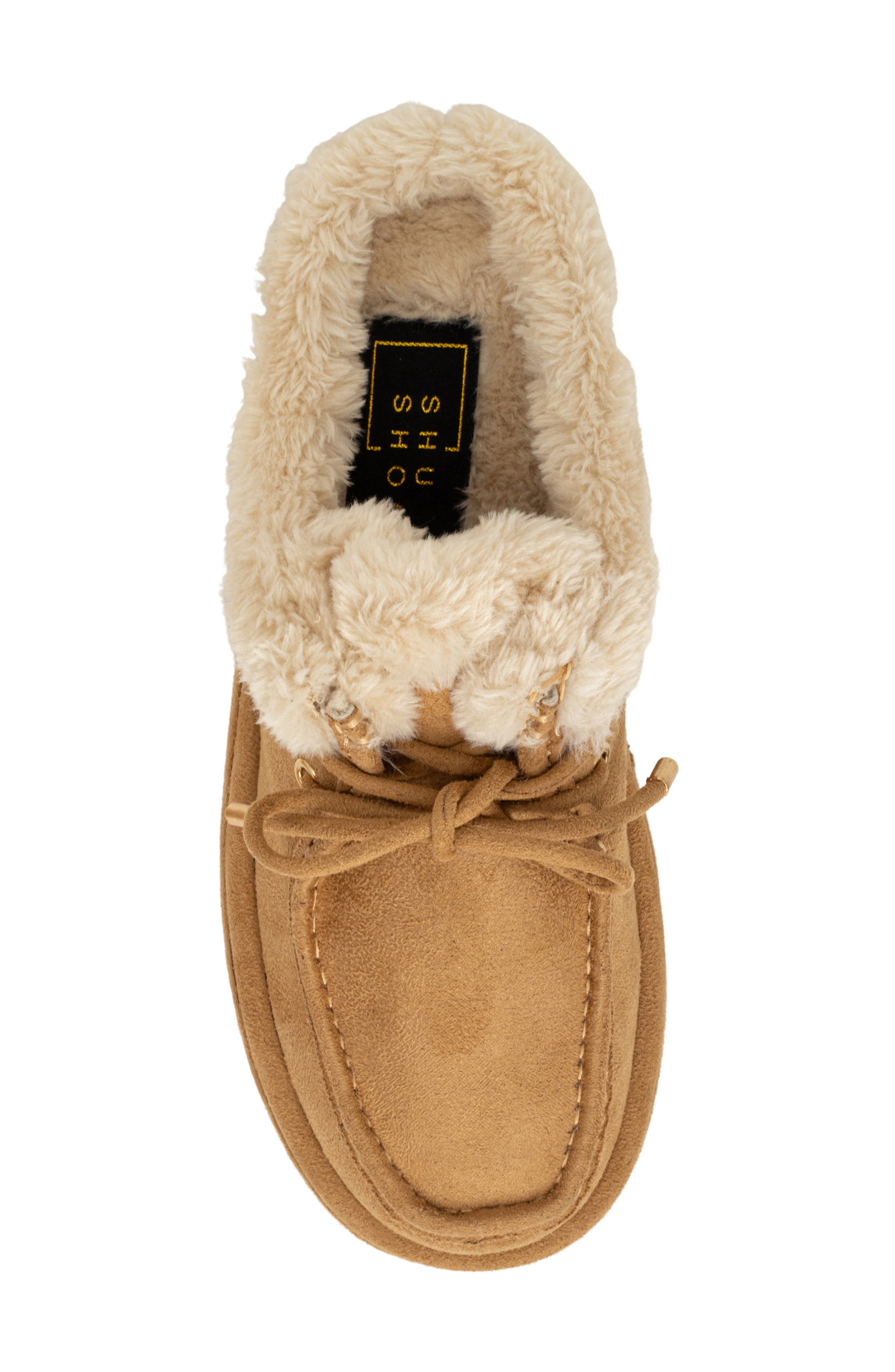 SHUSHOP Tulsa Faux Fur Platform Slipper, Alternate, color, Camel Suede