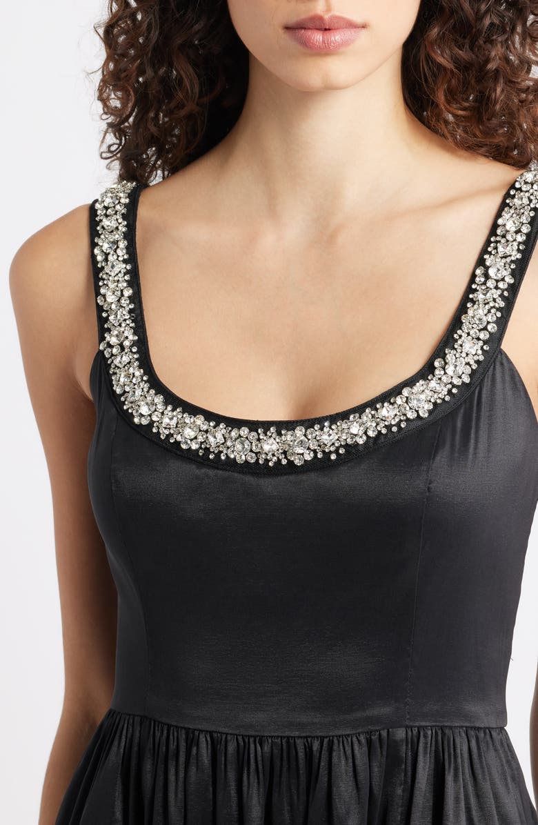 Hutch Ericha Crystal Embellished Satin Gown, Alternate, color, Black