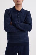 Wax London Oban Geometric Cotton Long Sleeve Polo