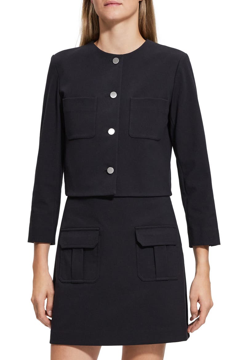 Neoteric Cotton Blend Crop Jacket, Main, color, DARK NAVY