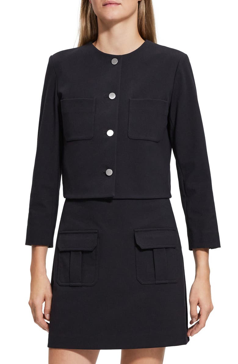 Theory Neoteric Cotton Blend Crop Jacket, Main, color,