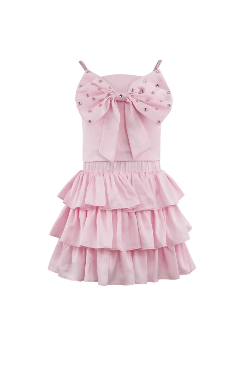 Lola + The Boys Crystal Big Bow Set, Main, color, Pink