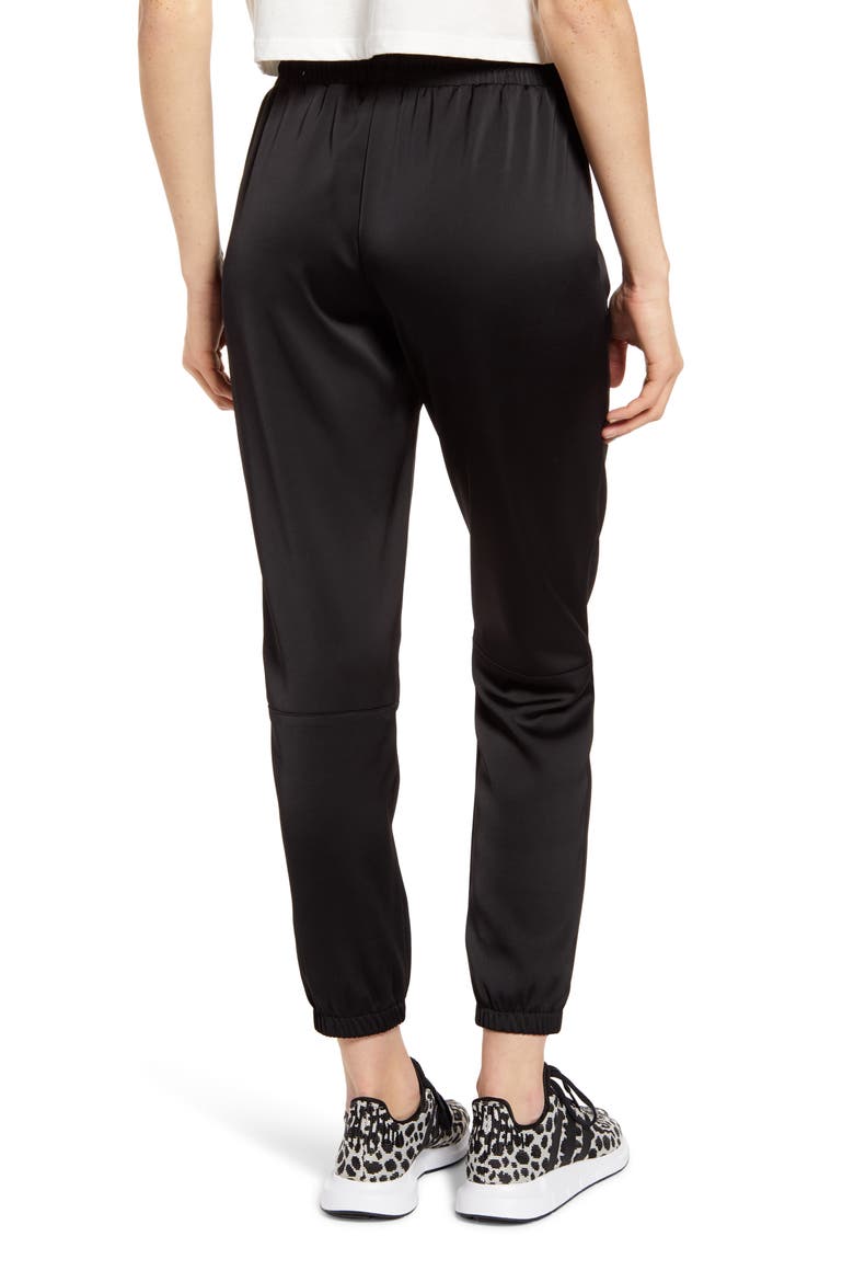 Stretch Satin Joggers, Alternate, color, BLACK