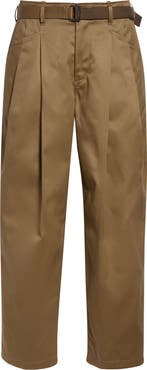 Sacai Belted Pleat Front Cotton Chinos