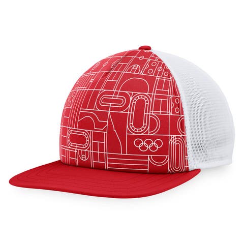 Men's Fanatics Branded Red Olympic Games Five-Panel Trucker Snapback Hat