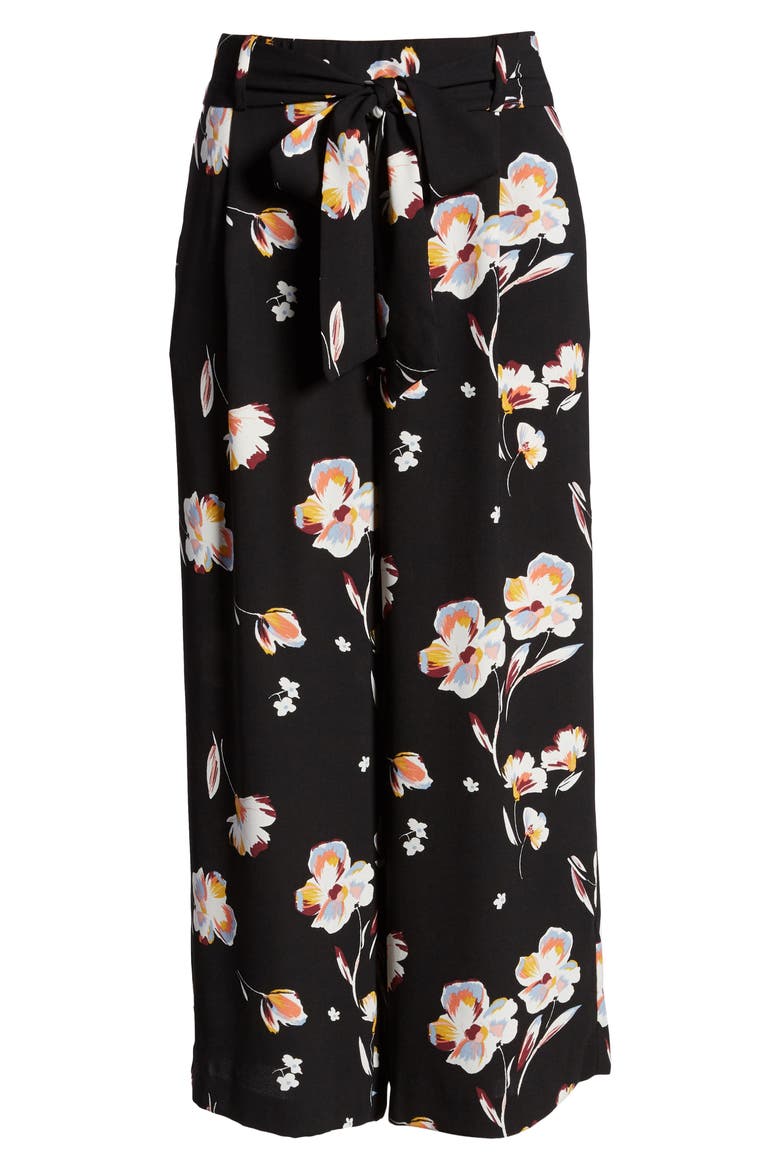 Wide Leg Crop Pants, Alternate, color, BLACK JESSICA FLORAL