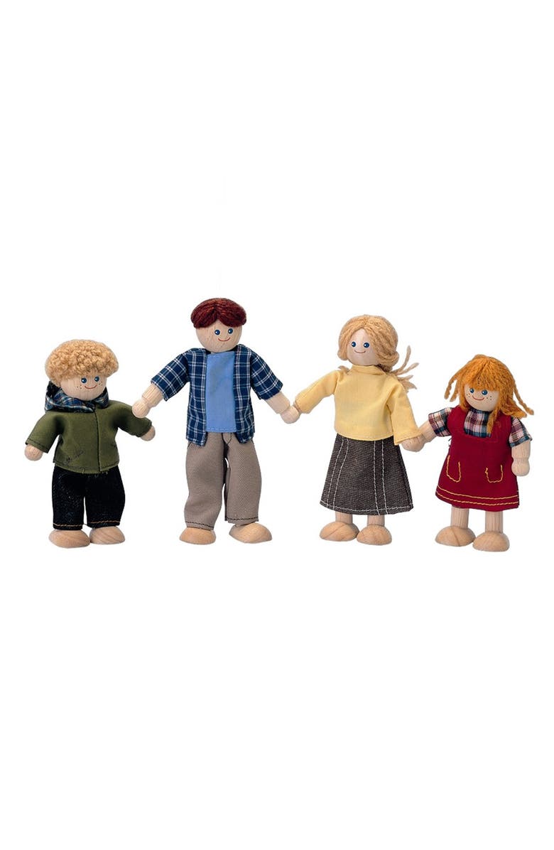 PlanToys<sup>®</sup> 4-Piece Doll Family, Main, color, Blue Multi