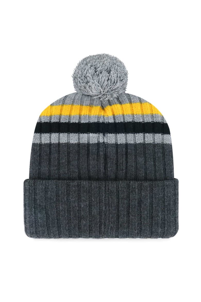 Men's '47 Gray Pittsburgh Pirates Stack Cuffed Knit Hat with Pom, Alternate, color, Gray