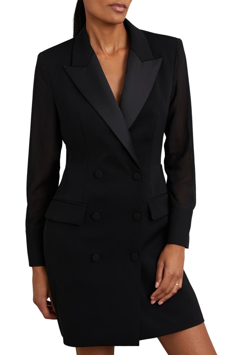 Reiss Adina Double Breasted Blazer Dress, Main, color, Black