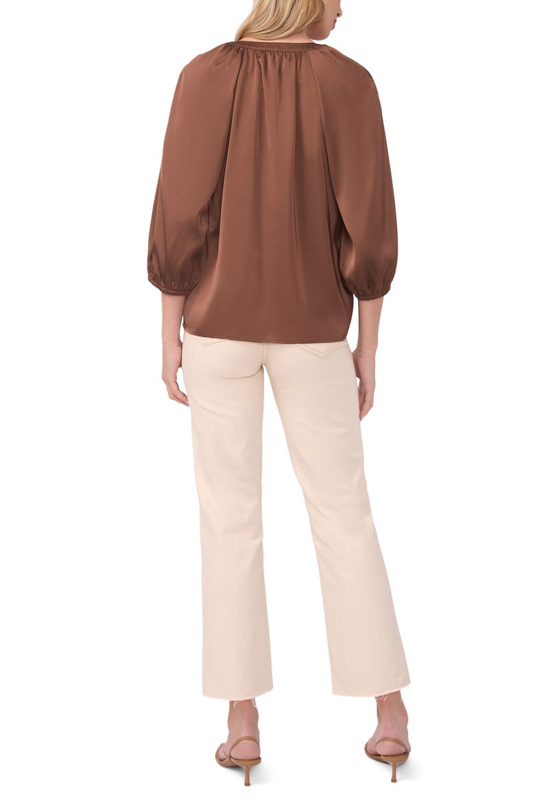 Raglan Sleeve Satin Top, Alternate, color, COCOA